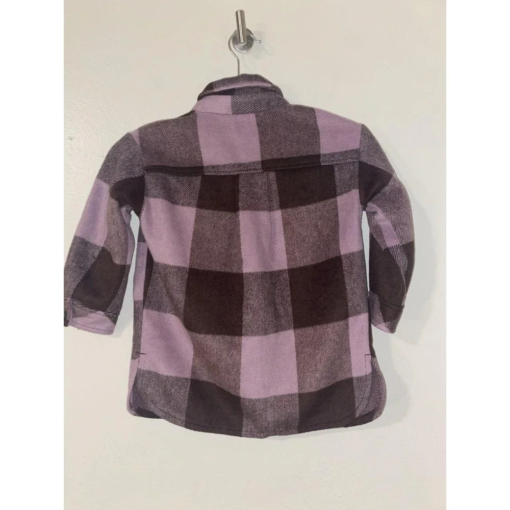 H& M Shacket Girls Plaid Purple Size 4-5 Long Sleeve